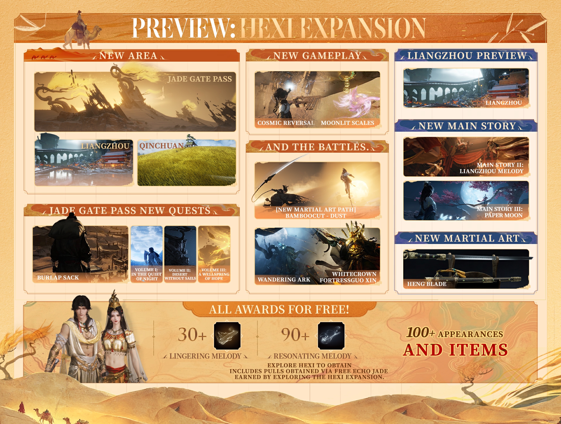 Where Winds Meet HEXI Expansion key art featuring Tang Dynasty landscapes