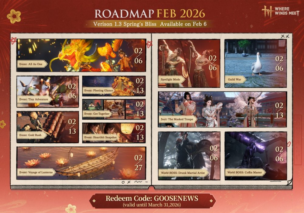 Where Winds Meet February 2026 Roadmap