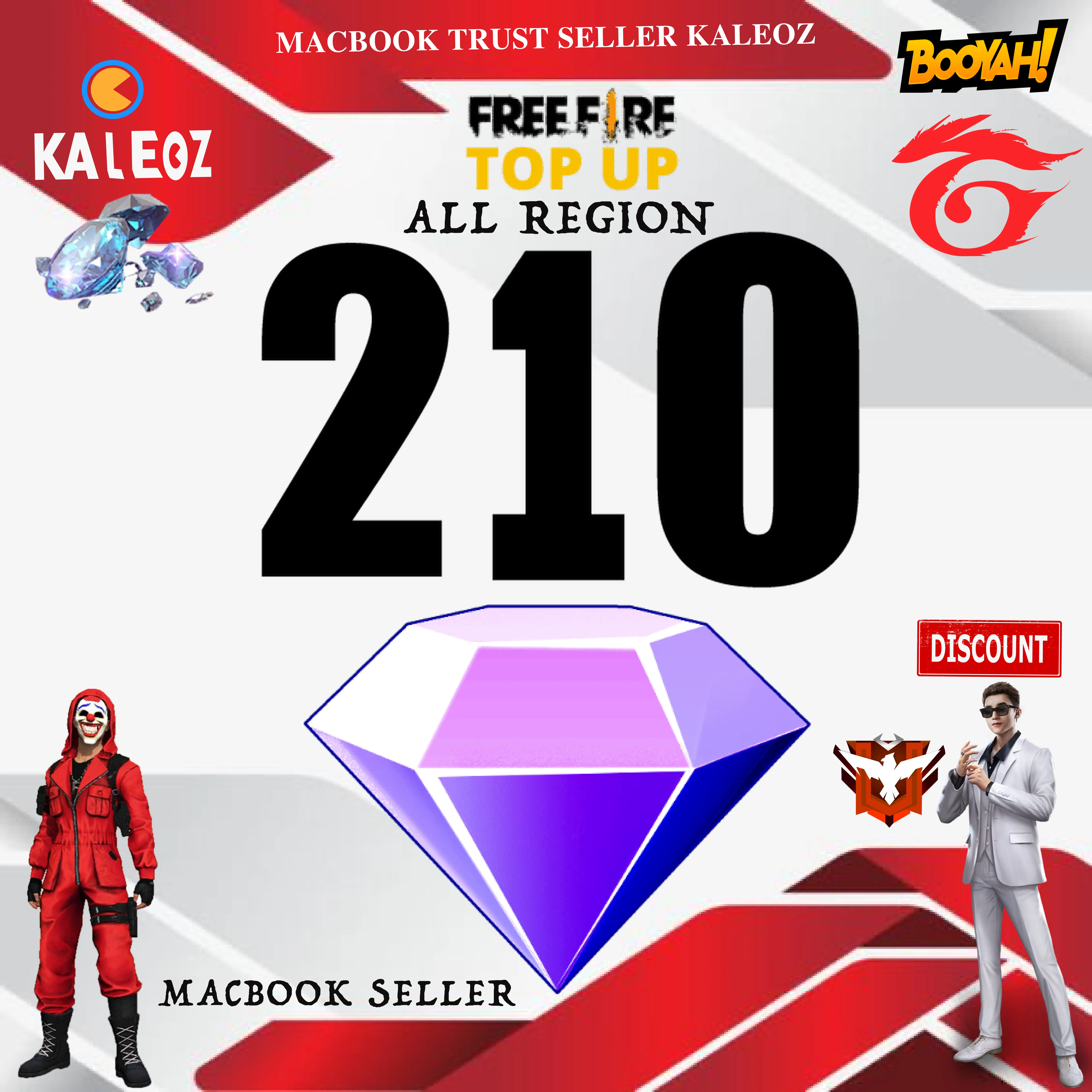 NEW “DISCOUNT 210 DIAMONDS FREE FIRE [Quick Top Up] [ID PLAYER ] (Available  all region) | Free Fire | KALEOZ