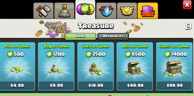 Clash Of Clans COC 500G 4 99 Clash Of Clans KALEOZ