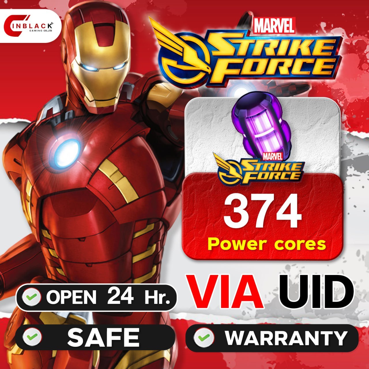 Marvel Strike Force 375 Power cores via UID by Inblackm open 24 hr
