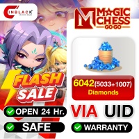 Magic Chess: Go Go - 6042 ( 5035+1007 ) Diamonds via UID by Inblackm open 24 hr.