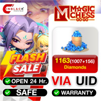 Magic Chess: Go Go - 1163 ( 1007+156 ) Diamonds via UID by Inblackm open 24 hr.