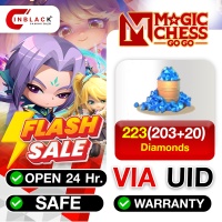 Magic Chess: Go Go - 223 ( 203+20 ) Diamonds via UID by Inblackm open 24 hr.