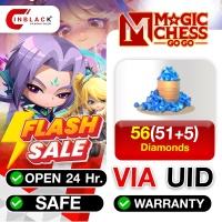 Magic Chess: Go Go - 56 ( 51+5 ) Diamonds via UID by Inblackm open 24 hr.