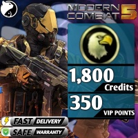 Modern Combat 5: eSports FPS GL / Mobile ✅ FAST DELIVERY ✅ 1,800 Credits + 350 VIP Points  - Via : GAMELOFT ID (GLOBAL)