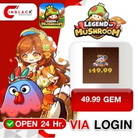 Legend of Mushroom (GL) -  49.99  GEM Top up Via Official LOGIN By Inblack open 24 hr.