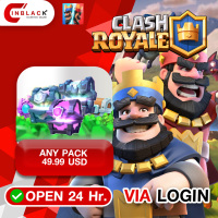 CLASH ROYALE -  ANY PACK 49.99 USD Top up Via LOG IN By Inblack Open 24 hr.