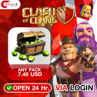 CLASH OF CLANS - ANY PACK 6.99 USD Top up Via LOG IN By Inblack Open 24 hr.