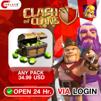 CLASH OF CLANS - ANY PACK 49.99 USD Top up Via LOG IN By Inblack Open 24 hr.