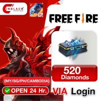 Free Fire -520 Diamonds (4.99$) Top up VIA Login By Inblack Open 24 hr.