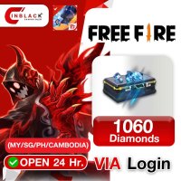 Free Fire - 1060 Diamonds (9.99$) Top up VIA Login By Inblack Open 24 hr.
