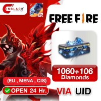 Free Fire (EU , MENA , CIS) - 1060+106 Diamond Top up UID By Inblackm Open 24 hr.