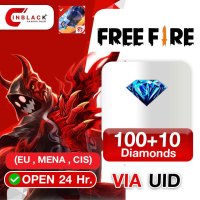 Free Fire (EU , MENA , CIS) - 100+10 Diamond Top up UID By Inblackm Open 24 hr.