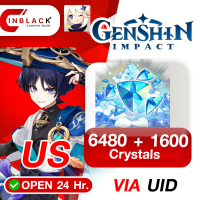 Genshin Impact (US) - 6480 + 1600 Crystal Top up UID By Inblackm Open 24 hr.