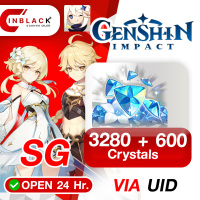 Genshin Impact (SG) - 3280 + 600 Crystal Top up UID By Inblackm Open 24 hr.