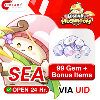Legend of Mushroom : SEA 99 Gem + Bonus Items 0.99$ Top up UID by Inblackm open 24 hr.