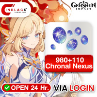 Genshin (All Region) - 980 + 110 Chronal Nexus Top up Via LOGIN By Inblackm Open 24 hr.