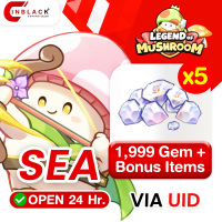 Legend of Mushroom : SEA 1999 X 5 Gem + Bonus Items 99.99$ Top up UID by Inblackm open 24 hr.