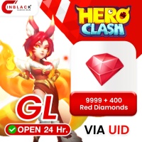 Hero Clash (GL) - 9999 + 400 Red Diamonds 99.99$ Top up UID By Inblack Open 24 hr.