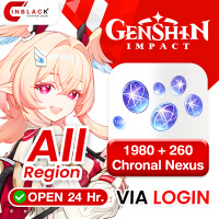 Genshin (All Region) - 1980 + 260 Chronal Nexus Top up Via LOGIN By Inblackm Open 24 hr.