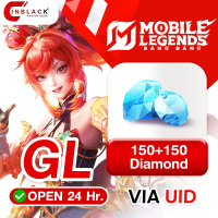 [INSTANT] Mobile Legends: Bang Bang (GL) - 150 + 150 Diamonds (Limit 1 time / ID) Top up UID By Inblack Open 24 hr.