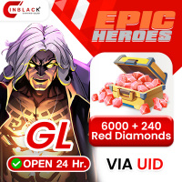 Epic Heroes - X Hero (GL) - 6000 + 240 Red Diamonds 199.99x3$ Top up UID By Inblack Open 24 hr.