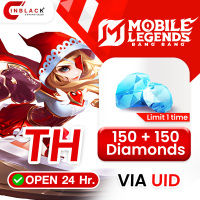 Mobile Legends: Bang Bang (TH) - 150 + 150 Diamonds  (Limit 1 time / ID) Top up UID By Inblackm Open 24 hr.