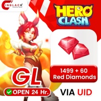 Hero Clash (GL) - 1499 + 60 Red Diamonds 14.99$ Top up UID By Inblack Open 24 hr.