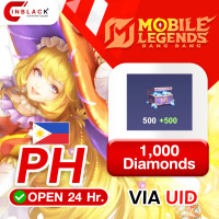 [INSTANT] Mobile Legends: Bang Bang (Philippines) - 1000 Diamonds ( 500+500 First Recharge ) Top up UID By inblack Open 24 hr.