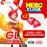 Hero Clash (GL) - 19999 + 800 X 2 Red Diamonds 399.96$ Top up UID By Inblack Open 24 hr.