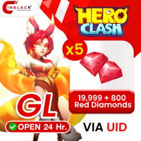 Hero Clash (GL) - 19999 + 800 X 5 Red Diamonds  999.98$ Top up UID By Inblack Open 24 hr.