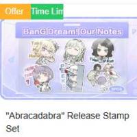 BanG Dream! Our Notes Top up Abracadabra Release Stamp Set (Login Topup)