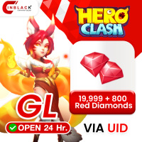 Hero Clash (GL) - 19999 + 800 Red Diamonds 199.99$ Top up UID By Inblack Open 24 hr.